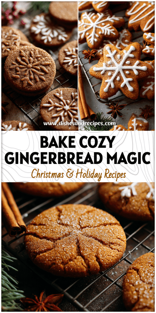 Freshly baked gingerbread sugar cookies on a cooling rack surrounded by festive decorations and spices from Corn Beard Recipes.